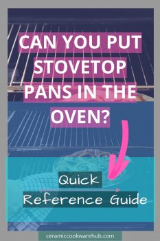 Can you put a frying pan in the oven? How to tell if skillet is oven safe? How do i know if a pan is oven safe? These are common questions I see asked... and rightly so. You don't want to ruin your cookware.  My quick reference guide covers it! It lists the oven-safe temperatures for the different materials used in cookware. 