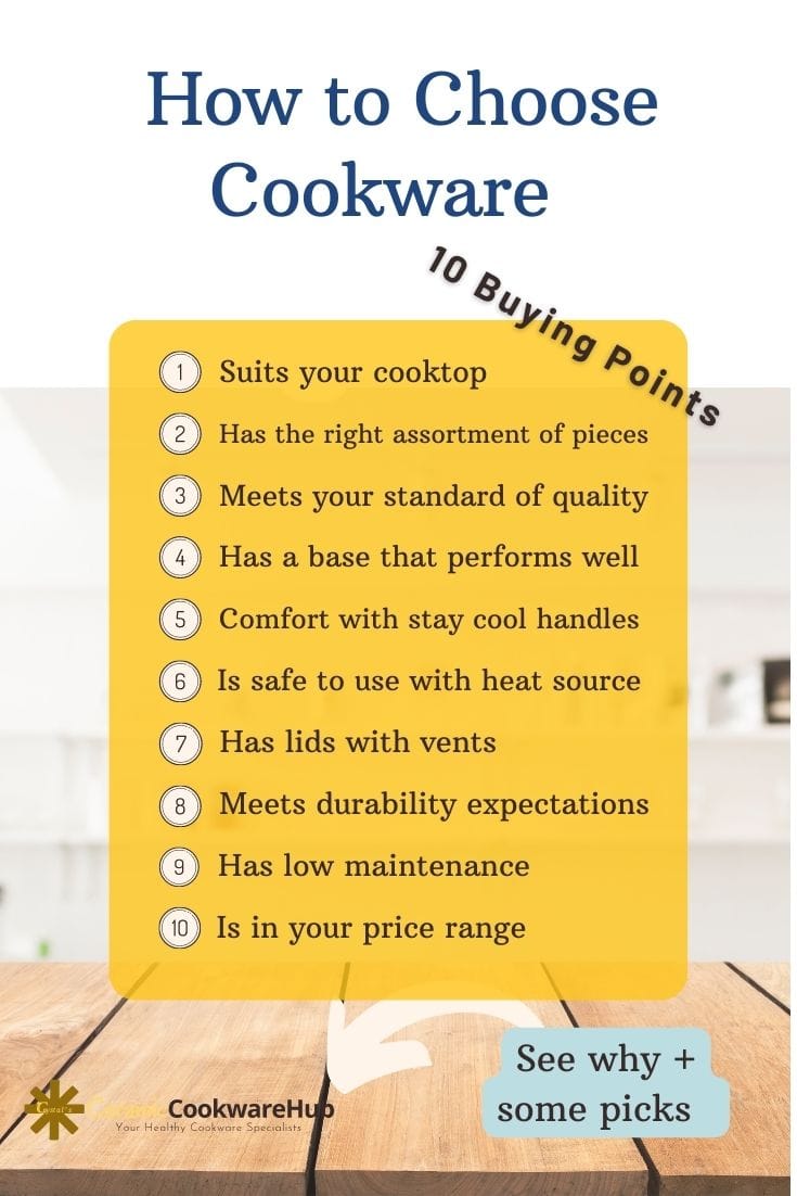 how to choose cookware, 10 buying points to use when buying that best cookware set for you and your needs.
